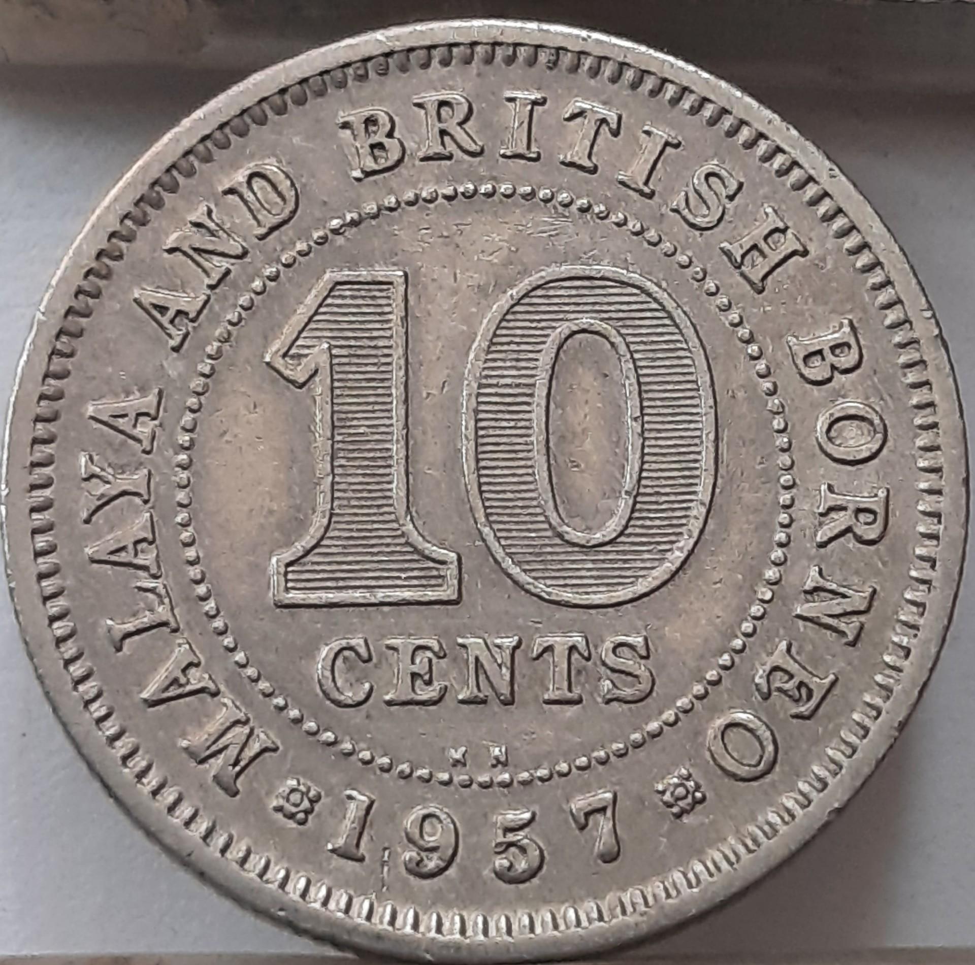 Malaja ir Britų Borneo 10 Centų 1957 KN (4422)
